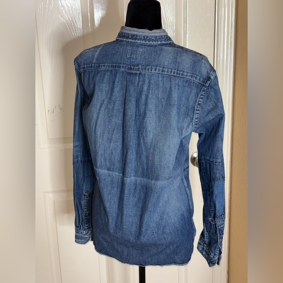 Levis Distressed, Patchwork, Denim Shirt Sz Medium Womens - Picture 2 of 12